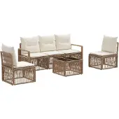 vidaXL Tuinbank Set 6 st Beige poly rattan