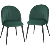 HOMCOM Eetkamerstoel-Polyester, metaal-52B x 55D x 79H cm-Donkergroen