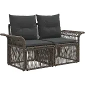 vidaXL Tuinbank Set 9 pcs Grijs poly rattan