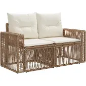 vidaXL Tuinbank Set 4 st Beige en Crème Wit poly rattan