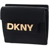 DKNY Leren kaarthouder Avril Card Case Blk / Gold zwart
