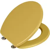 Wenko WC bril Prima - mat mosterdgeel MDF - FSC hout - RVS scharnieren - Toiletbril - Toiletzitting - Geel