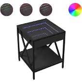 vidaXL Salontafel met Infinity LED 40x40x49 cm zwart