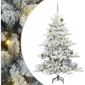 vidaXL - Kunstmatige - Hinged - Kerstboom - Wit - 150 - cm - PVC - en - Staal