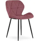 Leobert Eetkamerstoel MANGO – Donkerroze fluweel – Zwarte metalen poten – Modern design