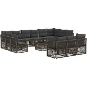 vidaXL Tuinbank Set 14 st Grijs poly rattan