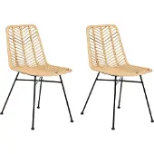 Beliani DILLEY - Eetkamerstoel set van 2 - Naturel - Rotan