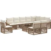 vidaXL Tuinbank Set 11 st Beige poly rattan