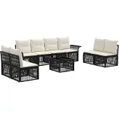vidaXL Tuinbank Set 9 pcs Zwart poly rattan
