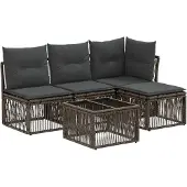 vidaXL Tuinbank Set 5 st Grijs poly rattan