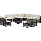 vidaXL Tuinbank Set 14 pcs Zwart poly rattan