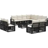 vidaXL Tuinbank Set 12 st Zwart poly rattan