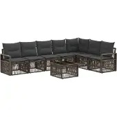 vidaXL Tuinbank Set 8 st Grijs poly rattan