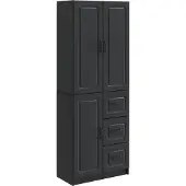 vidaXL Kast Set 2 st Zwart Bewerkt hout