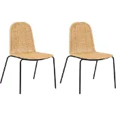 Beliani ROXTON - Eetkamerstoel set van 2 - Naturel - Rotan