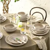 Karaca Abby 24-Delige Stoneware Serviesset – 6 Personen – Crème – Modern & Elegant Design