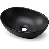 Akord Ovale Wastafel OVALIS 41 cm / Keramische Opbouwwastafel / Mat Zwart
