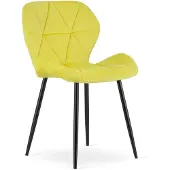 Hobby Hall Eetkamerstoel MANGO – Geel fluweel – Zwarte Metalen poten – Modern design