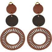 Charme Bijoux Clip oorbellen- Hou-t Bruin -Zwart- lang- geen gaatje-
