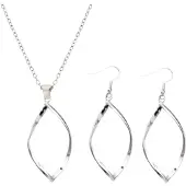 Charme Bijoux Set -Single Twist -zilverkleur- ketting en oorbellen-