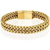 LGT JWLS Heren Armband - Dubbele Curb Chain van Edelstaal, Goud-19cm