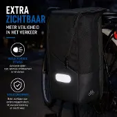 Bike Wave Dubbele Fietstas Zwart 30L – Waterafstotende Fietstassen – Reflectie – Dubbele Tas voor Elektrische Fiets en Stadsfiets