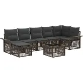 vidaXL Tuinbank Set 8 st Grijs poly rattan