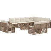 vidaXL Tuinbank Set 13 st Beige poly rattan