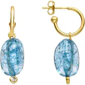 Luxenter Sterling Zilver 925 en Donkerblauw Kristal 18k goud afgewerkt oorbellen - Xiua