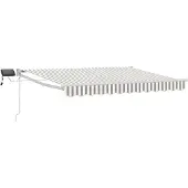 vidaXL Handbediende luifel met LED's Lichtgrijs en wit