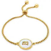 Luxenter armband in wit parelmoer afgewerkt in 18K geel goud - Alfabet
