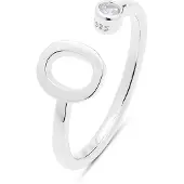 Luxenter 925 Sterling zilveren ring met gerhodineerde briljant zirkonia - Alfabet