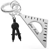 Metalmorphose - sleutelhanger - Liniaal en kompas