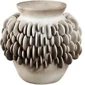 Ptmd Wina Beige Ceramic Vase With Round Scales Low L