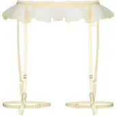 Hunkemoller Jarretels 'Flora' geel / pasteelgeel / wit