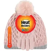 Heat Holder Meisjes Thermische Pom Pom Muts En Handschoenen - Schemerig Roze