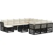 vidaXL Tuinbank Set 13 pcs Zwart poly rattan