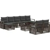 vidaXL Tuinbankenset 10 pcs Grijs poly rattan