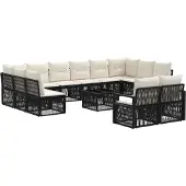 vidaXL Tuinbankenset 13 st Zwart poly rattan