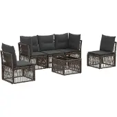 vidaXL Tuinbank Set 6 st Grijs poly rattan