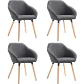 vidaXL Eetkamerstoelen 4 st stof donkergrijs