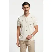 Gant Beige polo 2 knoops normale fit geprint