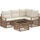 vidaXL Tuinbank Set 5 st Beige poly rattan