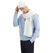 No-excess Beenie + scarf rib knit set grey melange