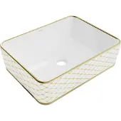 Mexen Catia opzetwastafel 48 x 37 cm, wit/goud ruitpatroon - 21314809