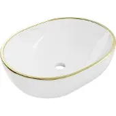 Mexen Viki opzetwastafel 48 x 35 cm, wit/gouden rand - 21054805