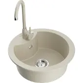 Mexen Diego granieten spoelbak 1-kamer met keukenkraan Telma, beige - 6512-69-670200-69