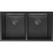 Mexen Binox stalen spoelbak 2-kamer 800 x 450 , zwart HC - 6421802000-70HC