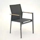 Vita Stapelstoel Delia Zwart teak arm