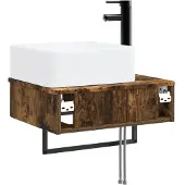 vidaXL Wastafel, wandmontage, gerookt eikenhout, 50 x 41 x 39 cm